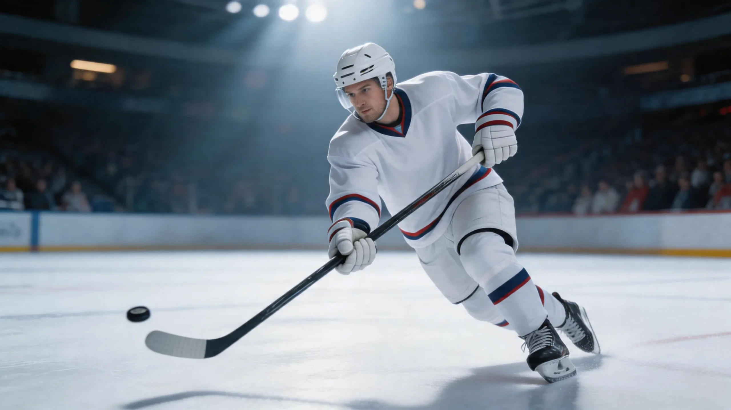 NHL-tähtipelaaja laukoo kiekkoa All-Star-ottelussa