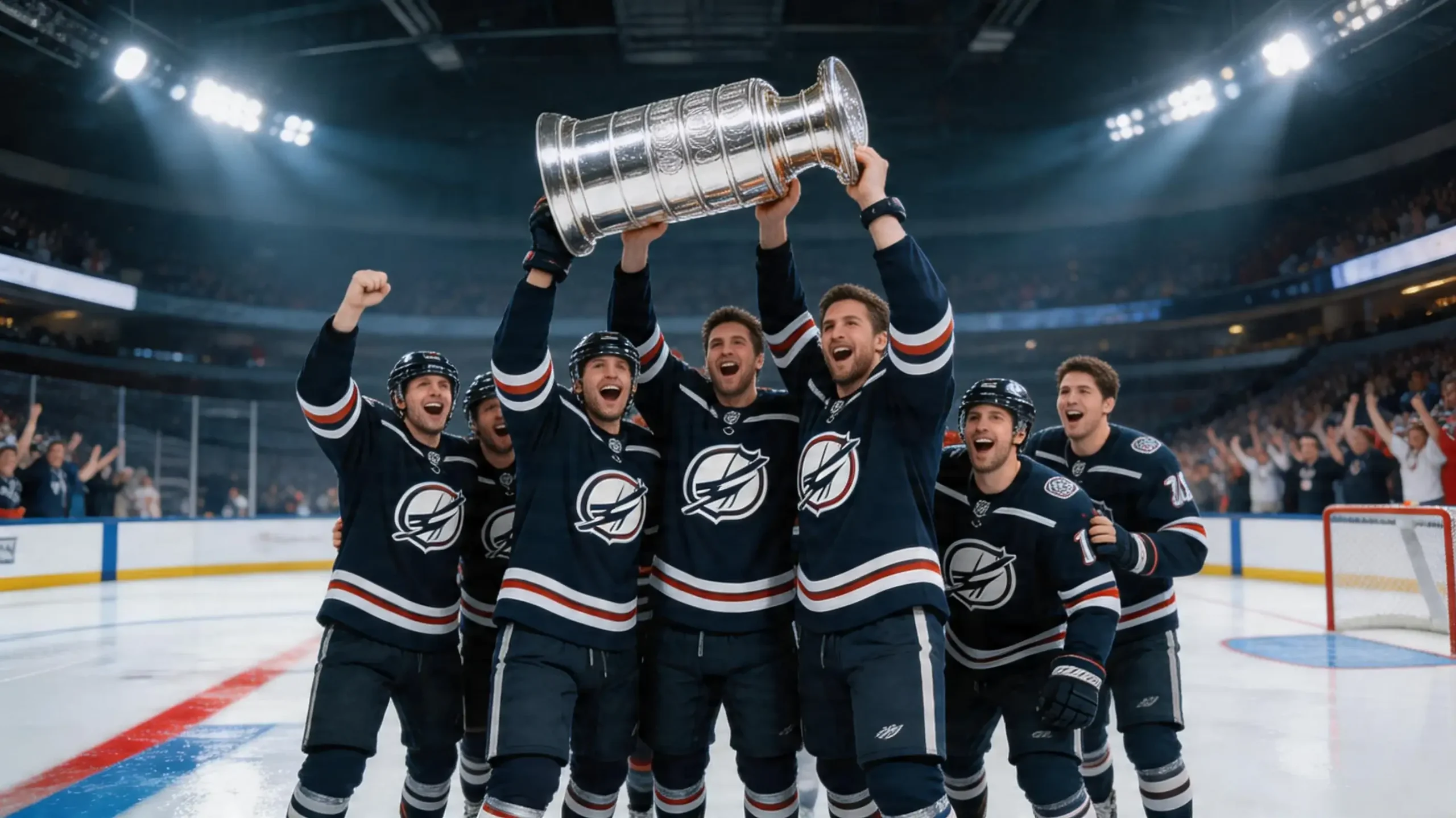 NHL-joukkue juhlii voittoa jäällä kauden päätteeksi