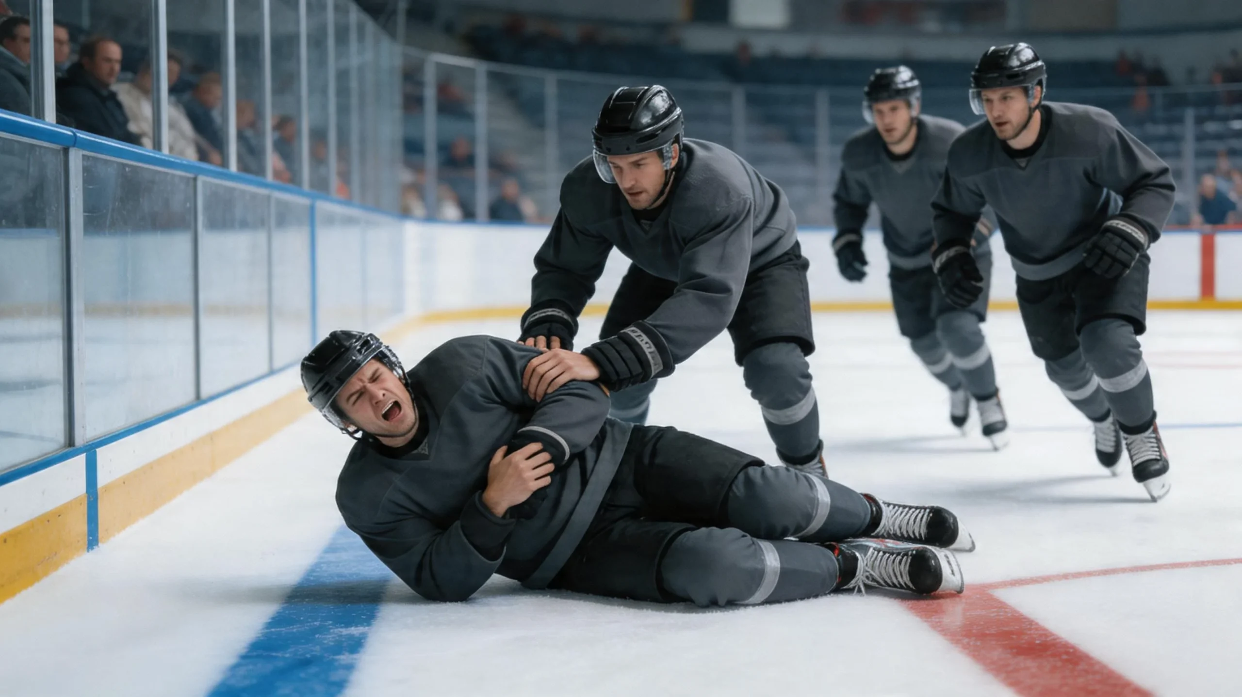 NHL-pelaaja kaatuneena jäällä ottelussa