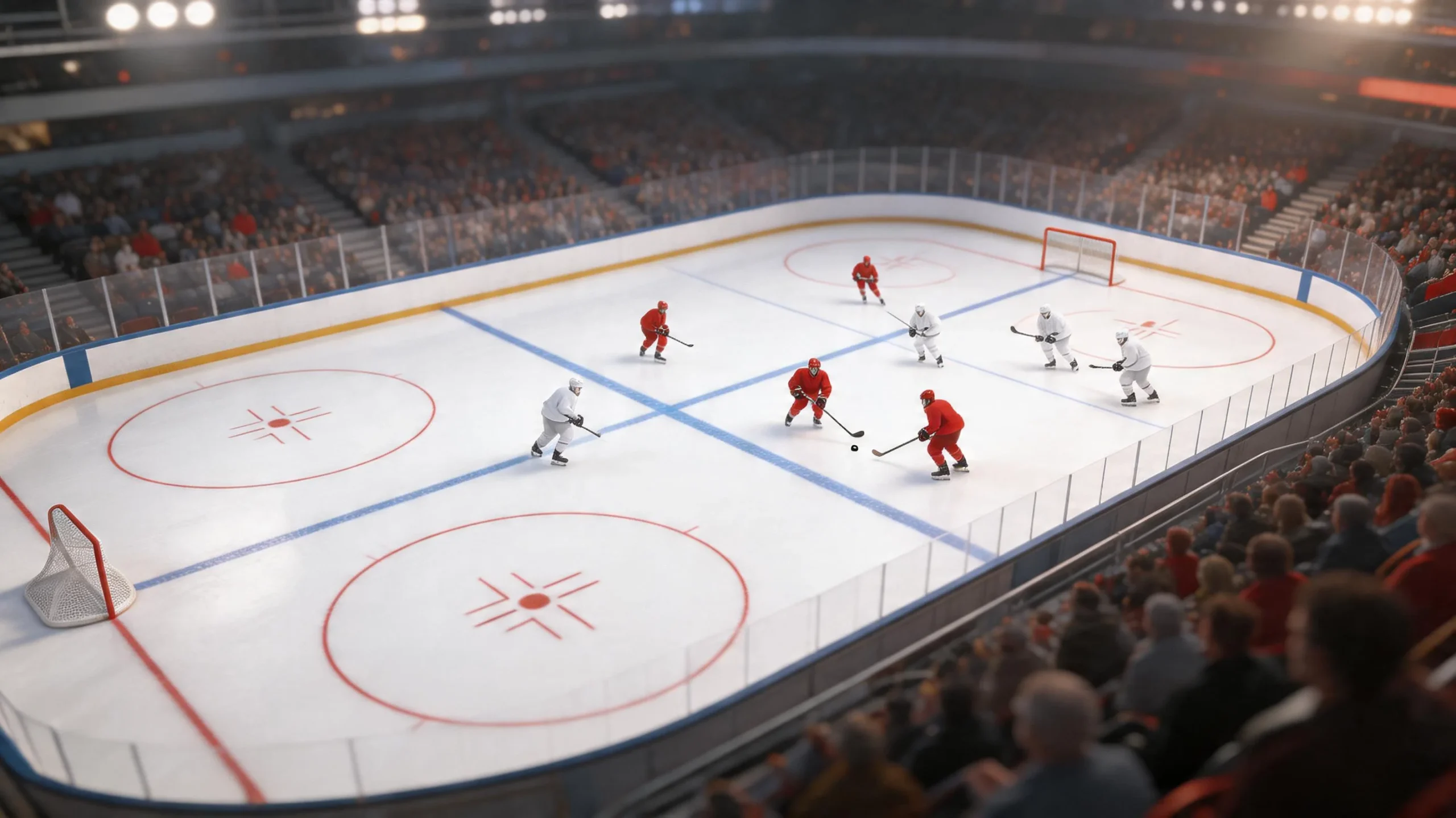 NHL-ottelu käynnissä täpötäydessä jäähallissa